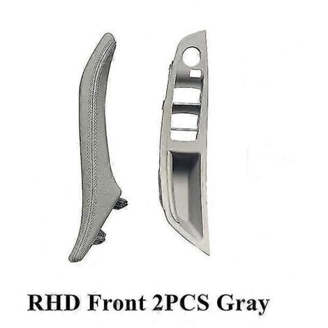 Ensemble de 7 poignées de porte intérieures en cuir pour BMW Série 5 F10 F11 F18 520i 523i 525i 528i 535i (conduite à droite) - Poignée de porte intérieure avant (2 pièces, gris) (1/5)