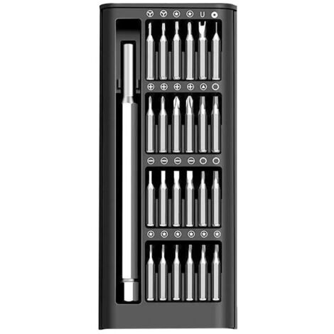 Kit de tournevis 25 en 1, kit de tournevis de précision pour la réparation électronique - Outil multifonction pour téléphone/ordinateur portable/PC/console/meubles, tournevis magnétique avec 24 embout (1/4)