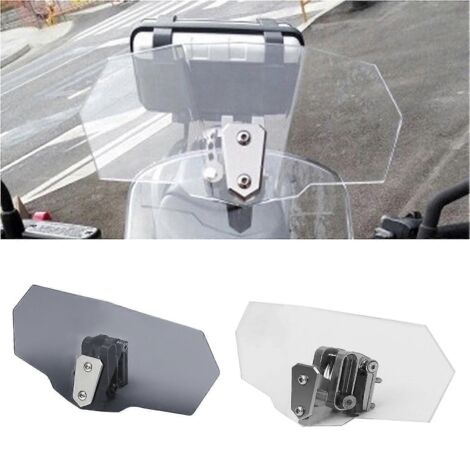 Extension de pare-brise universelle pour moto Extension de pare-brise réglable à clipser Compatible avec les déflecteurs d'air de pare-brise Spoiler Air - Gris clair (1/5)