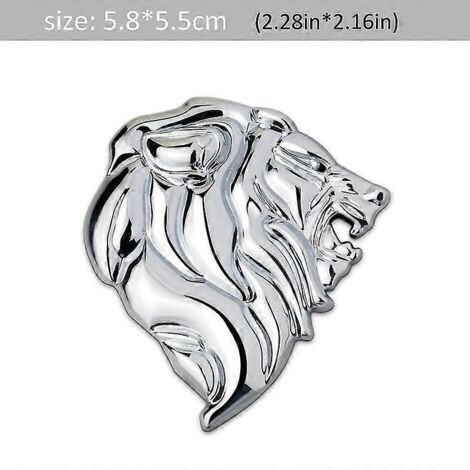 1 autocollant réfléchissant tête de lion pour voiture ou moto, emblème tête de lion 3D en métal argenté, à gauche. (1/5)