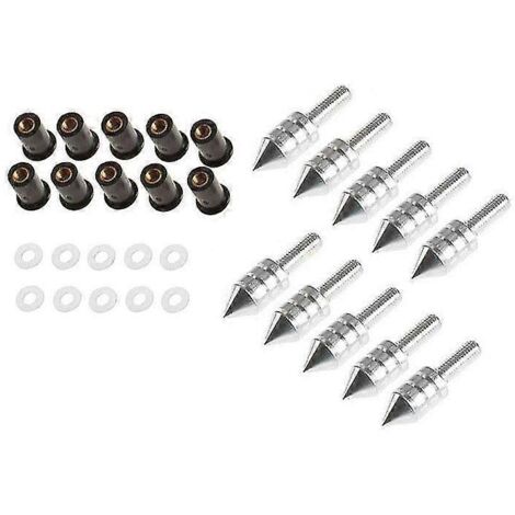Kit de 10 vis, écrous et rondelles pour pare-brise de moto - Pièces de montage et de modification - Livraison directe - Argent (1/5)