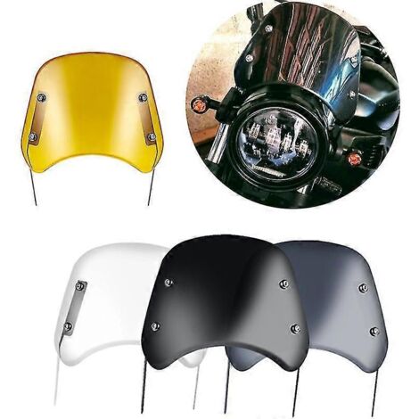 Déflecteur de vent universel pour pare-brise de moto (4 couleurs) compatible Harley, Honda, Yamaha, Kawasaki et Suzuki (phares de 6,5" à 9,45") - Transparent et masque (1/5)
