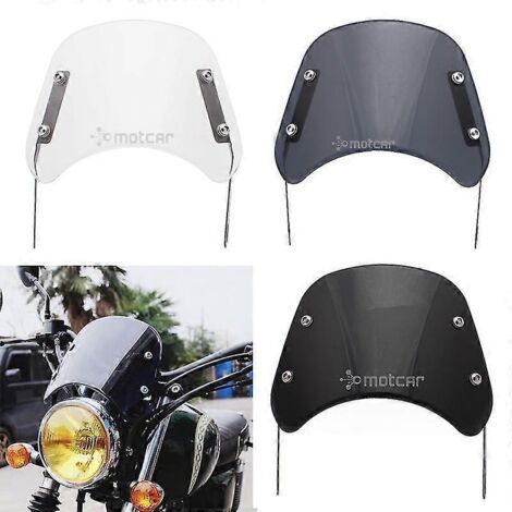Pare-brise de moto 5"-7" avec phare, déflecteur de vent compact et universel pour Harley, Yamaha et Suzuki - Transparent (1/5)