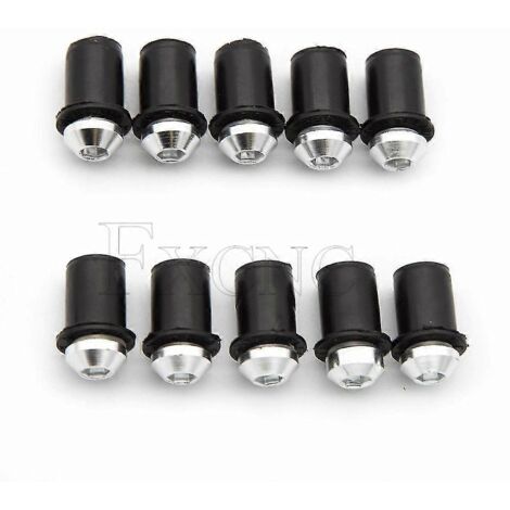 Kit de fixation universel de pare-brise de moto 5 mm (vis, boulons et écrous) pour Yamaha R1 R6 R3 FZ1 FZ6 FZ16 R125 XJ6 - argent (1/5)