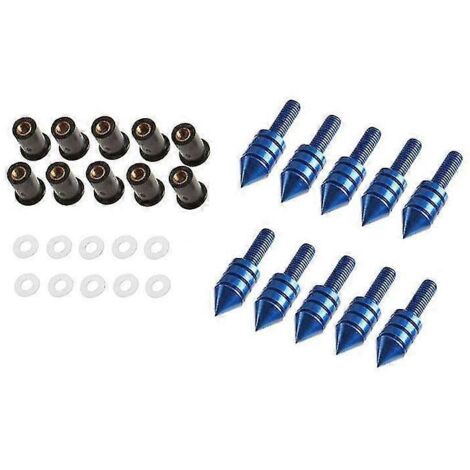 Kit de 10 vis, écrous et rondelles pour pare-brise de moto - Pièces de montage et de modification - Livraison directe - Bleu (1/5)