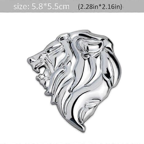 autocollant réfléchissant tête de lion pour voiture ou moto - Décoration auto - Emblème tête de lion 3D en métal - Argent - Droite (1/5)