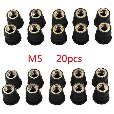 10/20 écrous à sertir en caoutchouc métriques M5 M6 5/6 mm pour pare-brise et carénage de moto tout-terrain Honda et Suzuki - 20 pièces M5 (1/5)