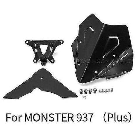 Pare-brise moto pour Ducati Monster 937 Plus 2021-2022 - Accessoires - Carénage - Pare-brise en aluminium usiné CNC - Déflecteur de vent - MONSTER 937 Plus (1/5)