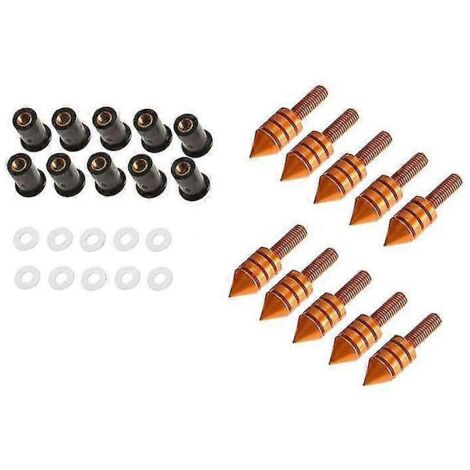 Kit de 10 vis, écrous et rondelles pour pare-brise de moto (pièces modifiées, livraison directe) - Orange (1/5)