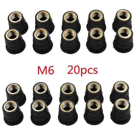 10/20 écrous à sertir en caoutchouc métriques M5 M6 5/6 mm pour pare-brise et carénage de moto tout-terrain Honda et Suzuki - 20 pièces M6 (1/5)