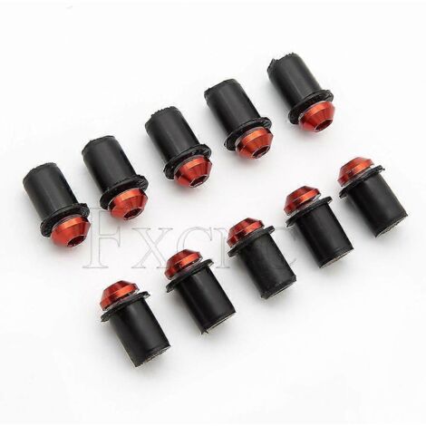 Kit de fixation universel de pare-brise moto 5 mm (vis, boulons et écrous) pour Yamaha R1 R6 R3 FZ1 FZ6 FZ16 R125 XJ6 - rouge (1/5)