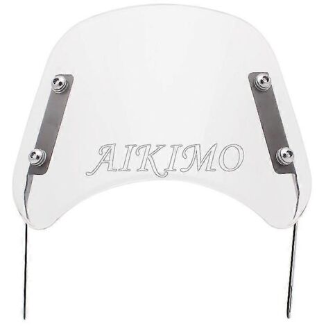 Pare-brise/déflecteur de vent universel rétro pour moto (5-7 pouces) compatible Harley, Honda et Yamaha - Transparent avec support (1/5)