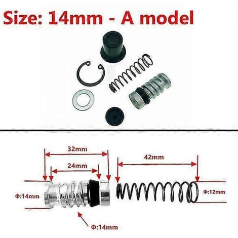 Kit de réparation de piston de maître-cylindre pour pompe d'embrayage et de frein de moto (11 mm, 12,7 mm, 14 mm, 16 mm) - Accessoires de réparation inclus (1 jeu - 14 mm - A) (1/5)