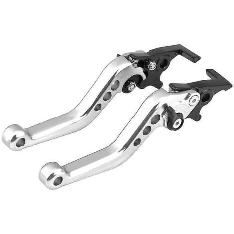 Lot de 2 leviers d'embrayage pour moto/scooter/vélo électrique GY6 125 150 GP110 Xmax400, leviers de frein à disque CNC haute performance - Argent (1/5)