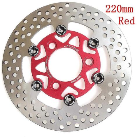 Disque de frein arrière flottant universel en alliage d'aluminium pour moto - 220 mm, diamètre extérieur 200 mm, 220 mm, 260 mm - 3 types - 1 pièce - Rouge (1/5)
