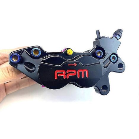 Étrier de frein de moto 40 mm, piston P4, pompe de frein axiale pour scooters et motos tout-terrain Honda, Yamaha, Kawasaki, Suzuki (modifiable) - Noir, côté droit (1/5)