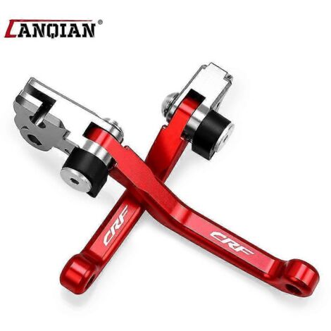 Leviers de frein et d'embrayage Pivot pour Honda CRF150F / CRF230F (2003-2022) et CRF250F (2019-2022) - Accessoires pour motos tout-terrain et pit bikes - Poignées de frein et leviers - Paire rouge (1/4)