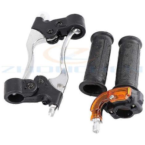 Poignées d'accélérateur et leviers de frein à poignée tournante de 22 mm pour mini-motos 2 temps 47 cc et 49 cc (dirt cross, pocket bike, quad, minimoto, motocross) - 1 jeu (1/5)