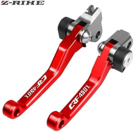 Poignée de levier de frein et d'embrayage pivotante pliable en aluminium usiné CNC pour moto Honda CRF150F, CRF230F (2003-2017), CRF250R (2007-2018) et CRF450X (2005-2017). (1/5)