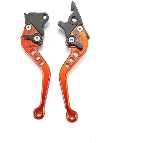 Lot de 2 poignées de frein réglables de haute qualité pour moto, compatibles avec les freins à tambour et à embrayage universels - Orange (1/5)
