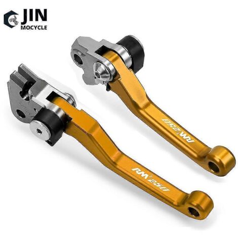 Leviers de frein et d'embrayage pliables et pivotants pour motocross Suzuki RMZ250 (2005-2006) - Paire dorée (1/5)