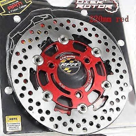 Disque de frein arrière flottant universel en alliage d'aluminium pour moto - 220 mm, diamètre extérieur 200 mm, 220 mm, 260 mm - 3 types - 1 pièce - Plaquettes de frein arrière rouges - 220 mm (1/5)