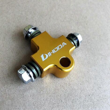 Raccord en T à trois voies pour flexible de frein hydraulique de moto, usiné CNC, pour modification de tube et adaptateur de support - or (1/5)