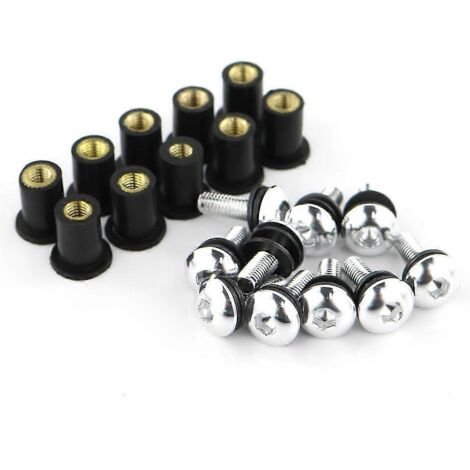 Lot de 10 vis M516 pour pare-brise et déflecteurs de pare-brise Kawasaki ZX6R, ZX7R, ZX9R, ZX10R, ZX12R et ZX14R (argent) (1/5)