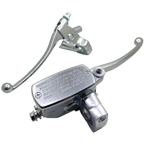 1 paire de maîtres-cylindres de frein hydrauliques avant de moto 25 mm, argentés, leviers de frein à disque gauche et droit, interrupteur de frein universel M10-- (1/4)