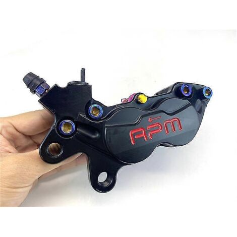 Étrier de frein de moto 40 mm, piston P4, pompe de frein axiale pour scooters et motos tout-terrain Honda, Yamaha, Kawasaki, Suzuki (modifiable) - Noir, côté gauche (1/5)