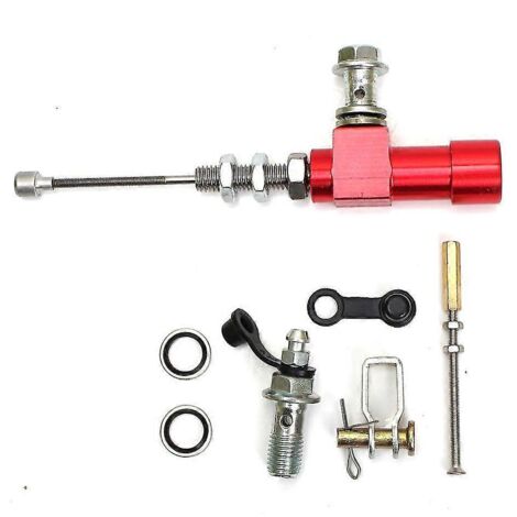 Tige de maître-cylindre d'embrayage hydraulique pour moto, piston de 12,7 mm, pompe de frein, M10x1,25 mm, aluminium usiné CNC, pour motos de motocross et de route - rouge (1/5)