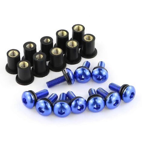 Lot de 10 vis M516 pour pare-brise et déflecteurs de pare-brise Kawasaki ZX6R, ZX7R, ZX9R, ZX10R, ZX12R et ZX14R (bleu) (1/5)