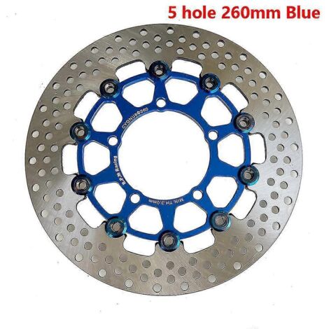 Disque de frein arrière flottant universel en alliage d'aluminium pour moto - 260 mm, diamètre extérieur 200 mm, 220 mm, 260 mm, 3 types, 1 pièce, bleu (1/5)