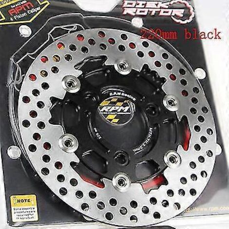 Disque de frein arrière flottant universel en alliage d'aluminium pour moto - 220 mm, diamètre extérieur 200 mm, 220 mm, 260 mm - 3 types - 1 pièce - Plaquettes de frein arrière noires - 220 mm (1/5)