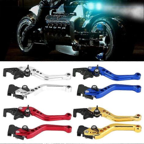 Lot de 2 leviers de frein et d'embrayage CNC pour moto, poignées de 22 mm, accessoires universels pour Honda et Suzuki - Bleu (1/5)
