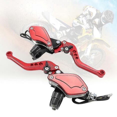 Poignée de frein modifiée 22 mm pour moto, ensemble pompe de frein racing en alliage d'aluminium pour Yamaha, BMW et Honda - Rouge - Droite (1/5)
