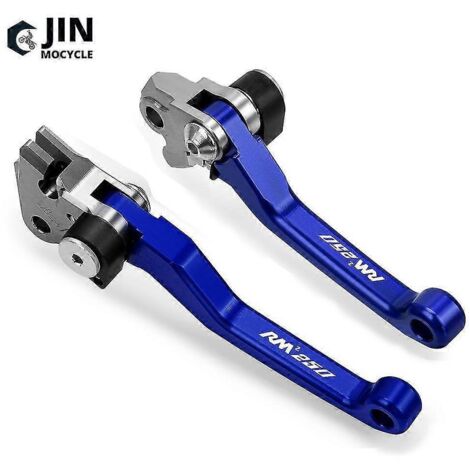 Leviers de frein et d'embrayage pliables et pivotants pour motocross Suzuki RMZ250 (2005-2006) - Paire bleue (1/5)