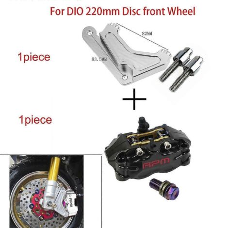 Étrier de frein à disque pour moto, 200 mm/220 mm, avant/arrière, 4 pistons, montage radial, vitesse de rotation de 82 mm, pour scooter RSZ, Jog, Dirt Pit Bike, Grom - support en D noir 220 (1/5)