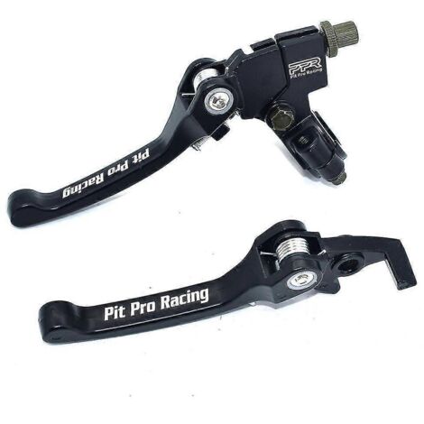 Ensemble de leviers d'embrayage et de frein pliables compatibles avec les motos tout-terrain CRF, KLX, Pit Pro Racing, Xmotos, BSE et Kayo. Pièces en alliage d'aluminium noir (sans logo). (1/5)