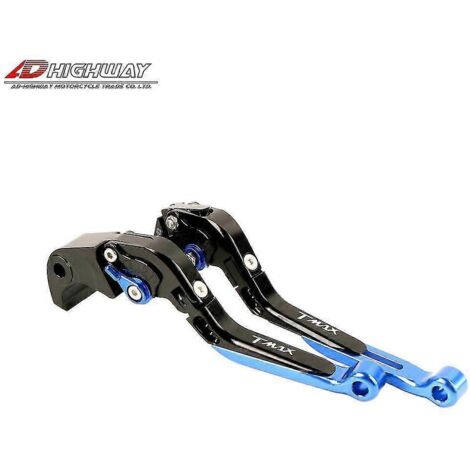 Leviers de frein et d'embrayage pliables, extensibles et réglables pour Yamaha Tmax 530 Dx/SX 2012-2019, T-max 500 2008-2011 et Tmax 560 2020-2021 – Noir et bleu (1/5)