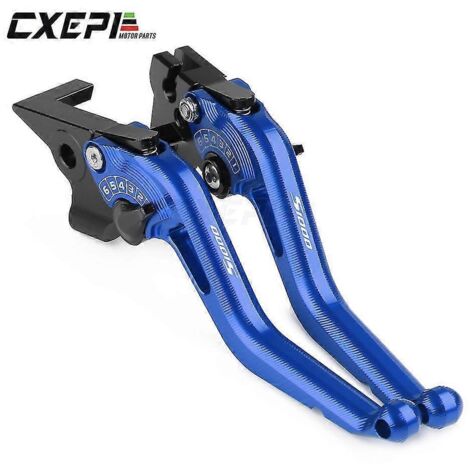 Leviers de frein et d'embrayage courts CNC réglables de haute qualité pour motos BMW S1000RR 2010-2018 / S1000R 2014-2018 / HP4 2011-2015 - Bleu