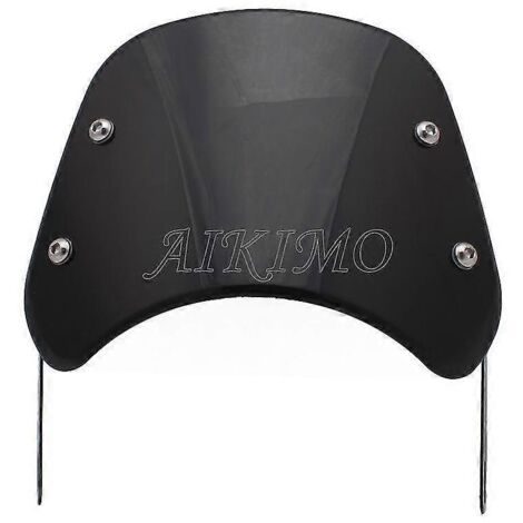 Pare-brise/déflecteur de vent universel rétro pour phare de moto 5"-7" (compatible Harley, Honda, Yamaha) - Noir avec support