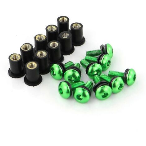Lot de 10 vis M516 pour pare-brise et déflecteurs de pare-brise Kawasaki ZX6R, ZX7R, ZX9R, ZX10R, ZX12R et ZX14R (vert) (1/5)
