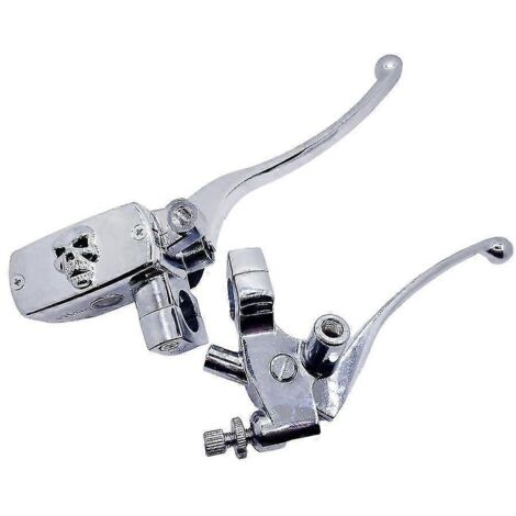 Réservoir de maître-cylindre de frein et d'embrayage universel chromé en forme de crâne 1" 25 mm pour moto Honda Steed Yamaha Virago V-star 650-- (1/5)