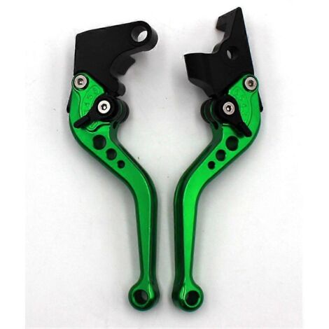 Leviers de frein et d'embrayage courts pour motos Honda CBR600 F2 F3 F4 F4i (1991-2007), CBR900RR (1993-1999) et CB919 (vert). (1/5)