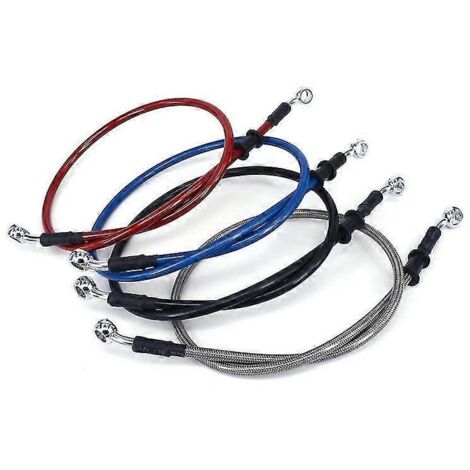 Durite de frein hydraulique tressée pour moto (500-1200 mm), raccord banjo 10 mm, compatible Suzuki, Yamaha et Honda – Argentée, 90 cm (1/5)