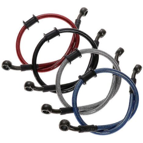 1 durite de frein universelle pour moto tout-terrain, en acier tressé renforcé, pour huile d'embrayage hydraulique, 500 à 800 mm (50 cm), couleur argent. (1/5)