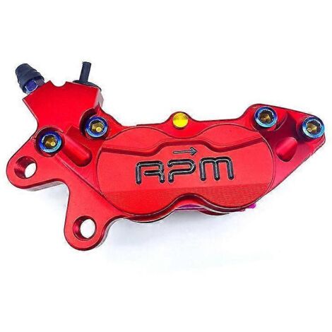 Étrier de frein de moto 40 mm, piston P4, pompe de frein axiale pour scooters et motos tout-terrain Honda, Yamaha, Kawasaki, Suzuki (modifiable) - Rouge, côté gauche (1/5)