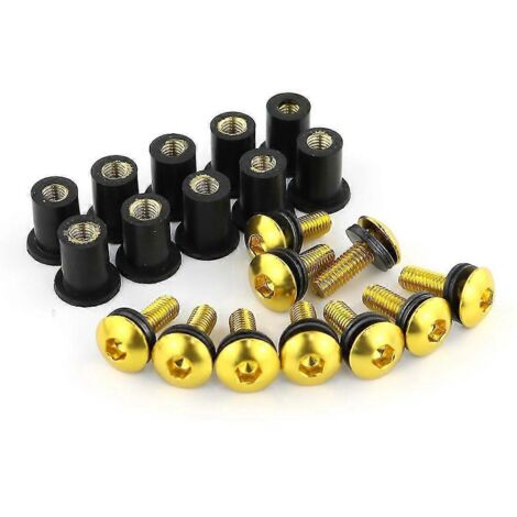 Lot de 10 vis M516 pour pare-brise et déflecteurs de pare-brise Kawasaki ZX6R, ZX7R, ZX9R, ZX10R, ZX12R et ZX14R - Couleur or (1/5)