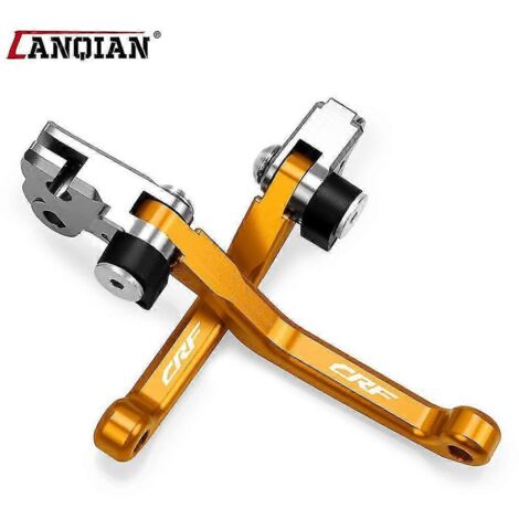Leviers de frein et d'embrayage Pivot pour Honda CRF150F / CRF230F (2003-2022) et CRF250F (2019-2022) - Accessoires pour motos tout-terrain et pit bikes - Poignées de frein et leviers - Paire dorée (1/5)